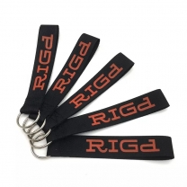 Printed brand name logo polyester short wristband keychain for promotion