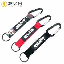 Newest fashion embroidered woven short climbing carabiner keychain