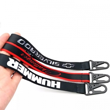 Fashion sublimation short keychain_strap textile wristband with olecranon carabiner