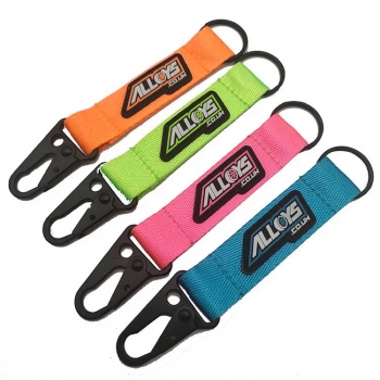 Custom PVC logo nylon short wrist lanyard keychain strap patches keychain