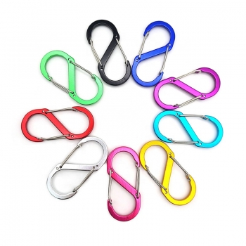Small S-shape SlideLock Dual Locking Carabiner Hook Dual Spring Wire Gate Snap Hooks Keychain Buckle S Carabiner Clips
