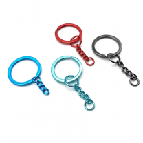 Key Ring Chain Custom DIY Metal Crafts Accessories Round Split Keyring Metallic Red Teal Blue Iron Keychain Organizer Key Rings Chains Holder