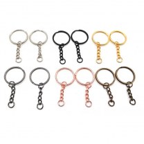 Key Ring Chain Custom Multicolor Round Metal Keychains With Split Ring Link Chain Keyrings Holder Rings DIY Split Keyring With Chain