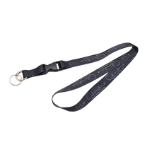Sublimation Custom Logo Polyester Lanyards With Silver Open Ring Round Carabiner