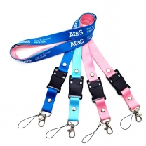 Nylon Lanyard Cheap Factory Bulk Love Pink Heat Transfer Lanyard with Plastic Buckle Carabiners