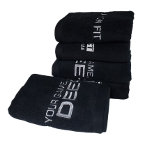 Black Cotton Towel Custom Logo Gym Towel Sports Black Terry Towel for Face