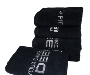 Black Cotton Towel Custom Logo Gym Towel Sports Black Terry Towel for Face