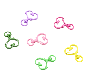 Mixed Color Heart Shaped Lobster Clasp Swivel Clasp Hook Spring Snap Clip Hook Key Chain Ring