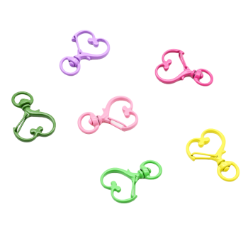Mixed Color Heart Shaped Lobster Clasp Swivel Clasp Hook Spring Snap Clip Hook Key Chain Ring