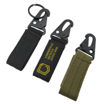 Custom Logo Velcro Tactical Keychain Key Chain Multi-functional Nylon Webbing Strap Keychain with Rubber Tag Label