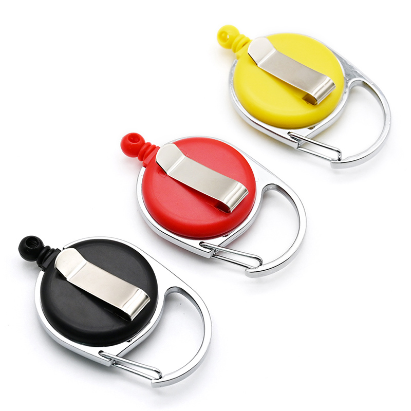 Retractable  Badge Reel Metal Key Card Carabiner Retractable Lanyard For Id Badge Holder