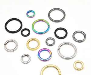 Metal Purse Buckles Spring O Ring Round Carabiner Snap Hook Spring Keyring Clasp for Bag Accessories